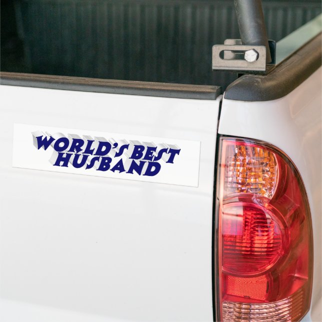 Husband with dark blue text bumper sticker (On Truck)