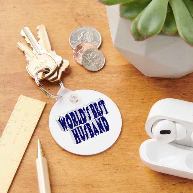 Husband with dark blue text  keychain (Desk)