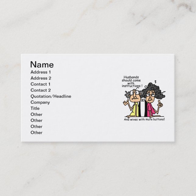 Husbands and Wives Attitude Humor Business Card (Front)