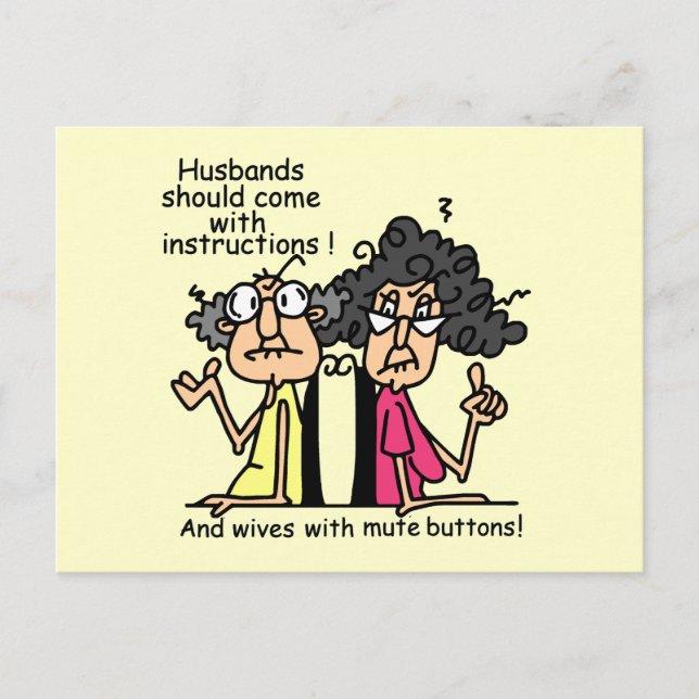 Husbands and Wives Attitude Humor Postcard (Front)