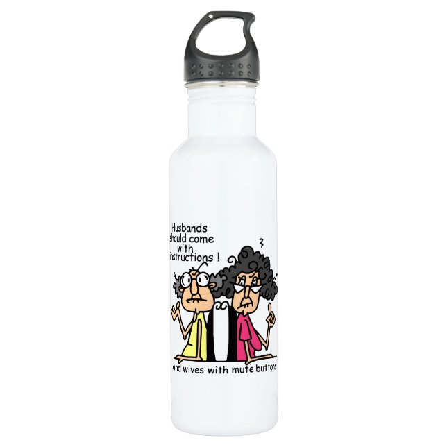 Husbands and Wives Attitude Humor Water Bottle (Front)