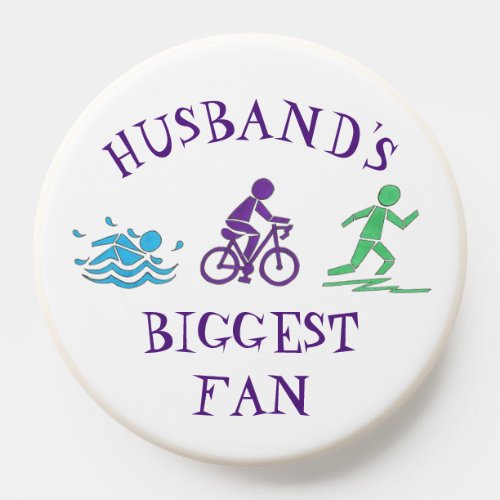 Husbands Biggest Fan Triathlon Ironman Swim Bike PopSocket