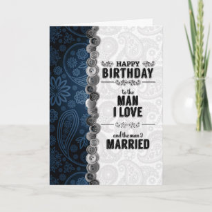 ANNIVERSARY Heart Silver Paisley Greeting Card LARGE W/ TRACKING HUSBAND 