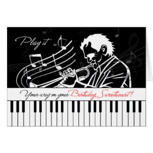 Husband's Birthday Music Theme Jazz Piano Keys Cards