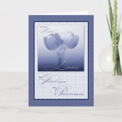 Husbands Birthday Sentimental Blue Tulips Card