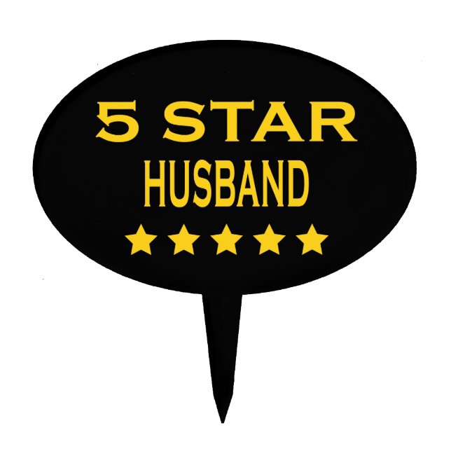 Husbands Birthdays Valentines : Five Star Husband Cake Topper (Front)