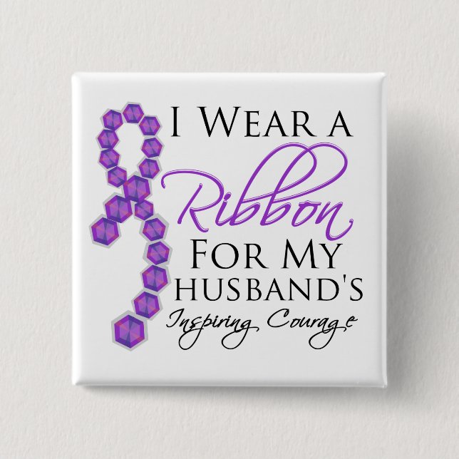 Husband's Inspiring Courage - Pancreatic Cancer Button (Front)