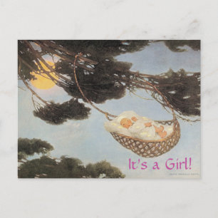 Hush-a-Bye, Baby Nursery Rhyme Baby Girl Announcement Postcard