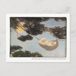 Hush-a-Bye, Baby Nursery Rhyme New Baby Announcement Postcard