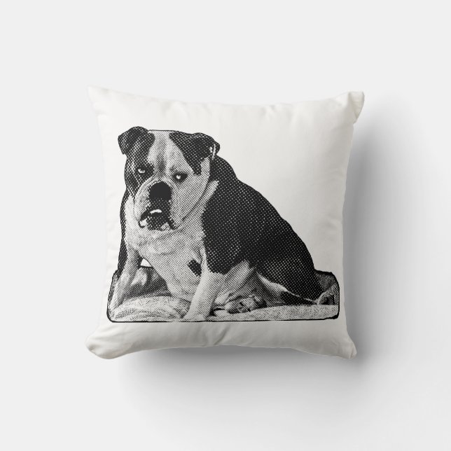 Hush Hour, Bulldog Mood Throw Pillow (Front)