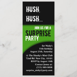 hush, hush birthday surprise invitation