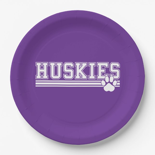 Huskies Paw  Paper Plates (Front)
