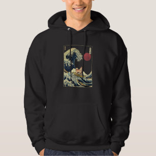 Huskita Japanese Kanagawa Wave Surf Dog Hoodie