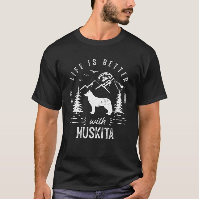Huskita Life Better Mom Dad Dog T-Shirt (Front)