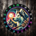 Husky Adventure Ridge Wall Display Dart Board<br><div class="desc">Step up your decor game with the Husky Adventure Ridge Wall Display, a bold design that brings the wilderness into your space. Featuring a majestic husky framed by glowing mountain peaks and a radiant sky, this piece adds adventure and charm to your game room, dorm, or man cave. Perfect for...</div>