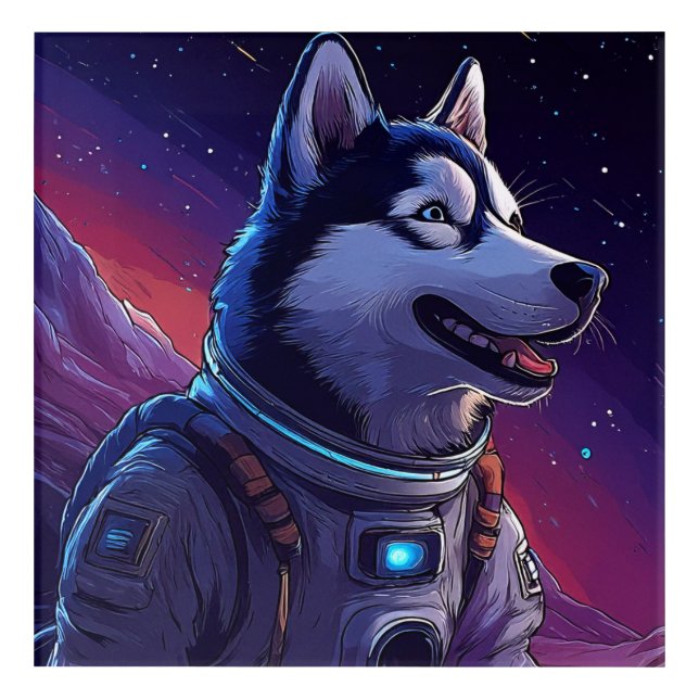 Husky Adventures In Space Acrylic Print (Front)