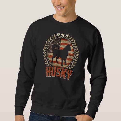 Husky American Flag  Usa Patriotic Dog Sweatshirt