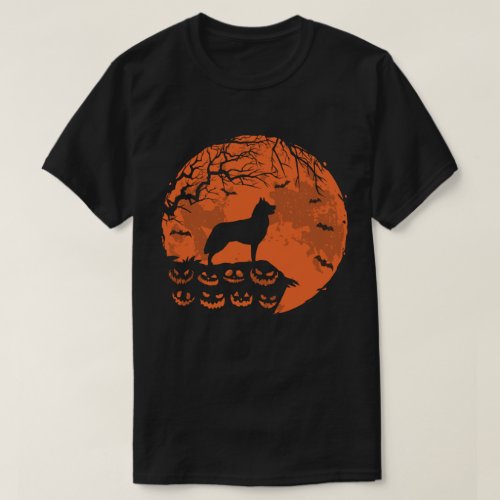 Husky And Moon Halloween Dog Lover Gift T_Shirt