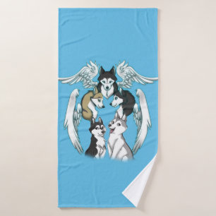 Husky Angels Bath Towel