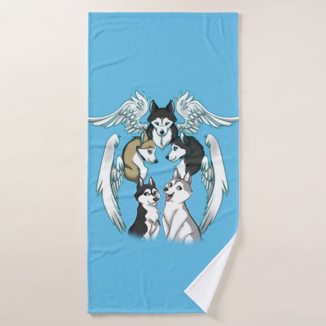 Husky Angels Bath Towel (Bath Towel)