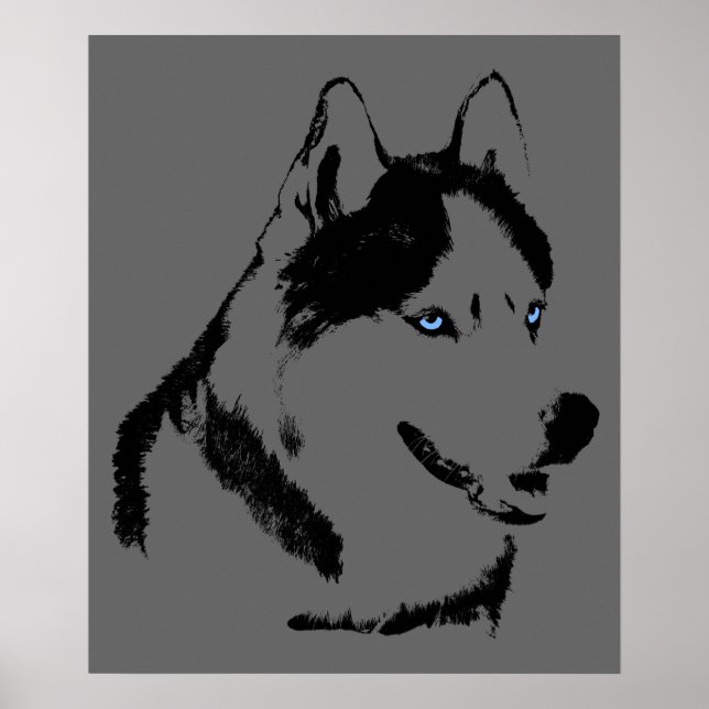Husky Art Print Sled Dog Art Poster Husky Gifts (Front)