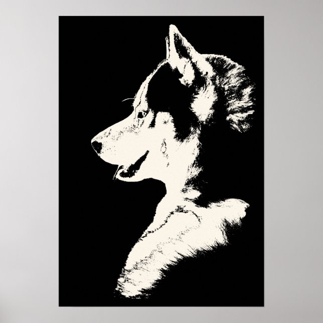 Husky Art Print Sled Dog Art Poster Malamute Gifts (Front)