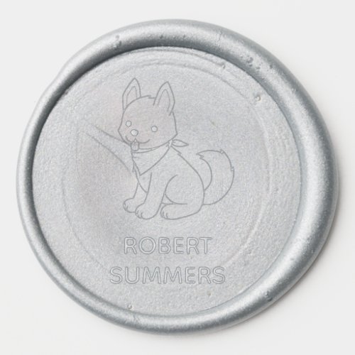 Husky Bandana Puppy Dog Custom Name Wax Seal Sticker