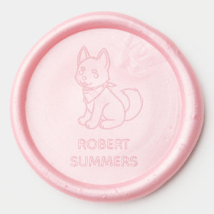 Husky Bandana Puppy Dog Custom Name Wax Seal Sticker