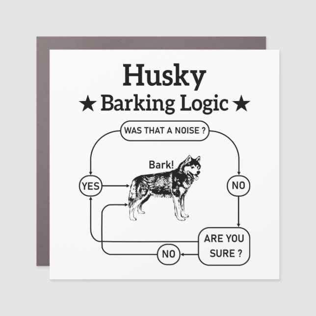 Husky Barking Logic Funny Siberian Dog Sarcastic  Car Magnet (Front)