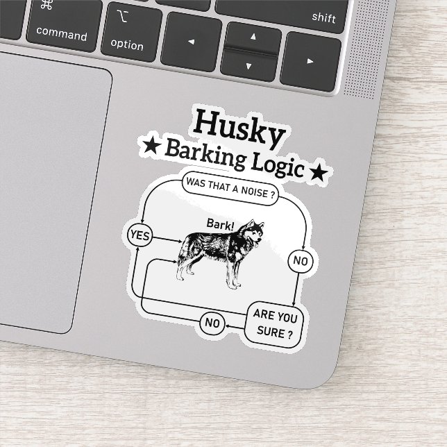 Husky Barking Logic Funny Siberian Dog Sarcastic  Sticker (Detail)
