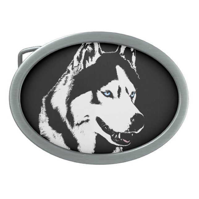 Husky Belt Buckle Husky Malamute Sled Dog Buckles (Front)