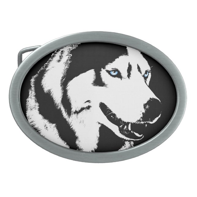 Husky Belt Buckle Husky Malamute Sled Dog Buckles (Front)