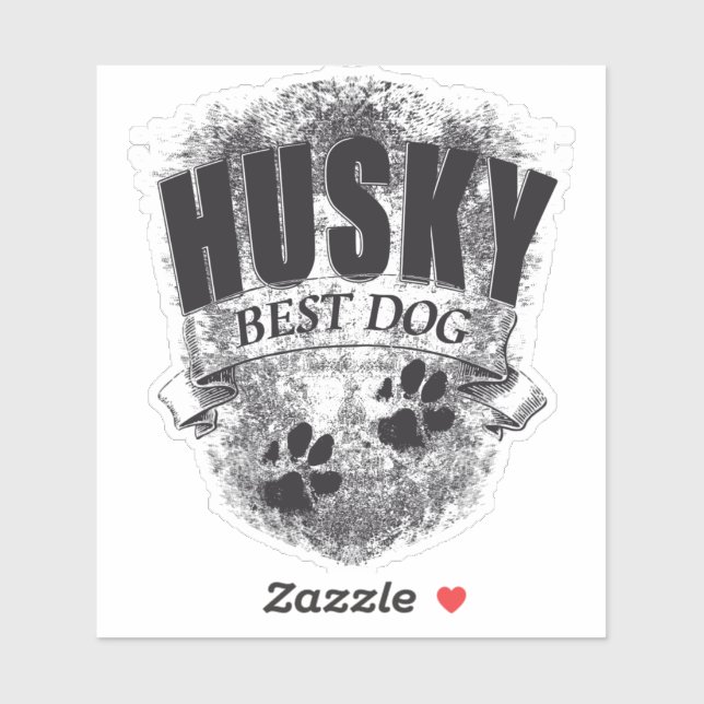 HUSKY BEST DOG Pfotenabdruck vintage Sticker (Sheet)
