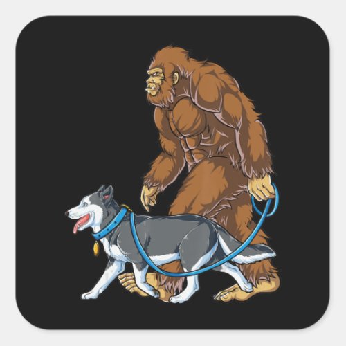 Husky  Bigfoot Dog Walk Siberian Husky Sasquatch Square Sticker