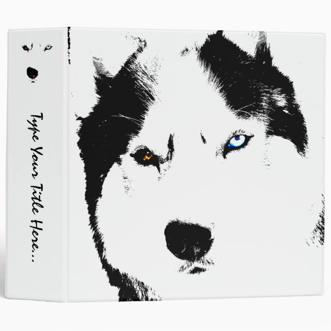 Husky Binder Personalized Sled Dog School Supplies (Front/Spine)
