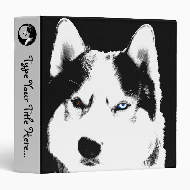 Husky Binder Sled Dog Husky Art School Supplies (Front/Spine)