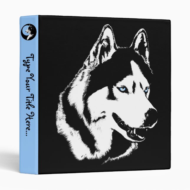 Husky Binder Sled Dog Husky Art School Supplies (Front/Spine)