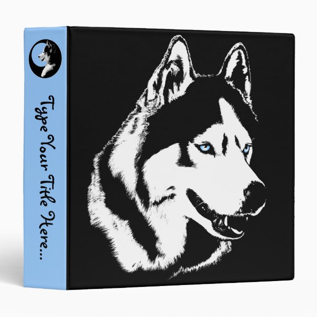 Husky Binder Sled Dog Husky Art School Supplies (Front/Spine)