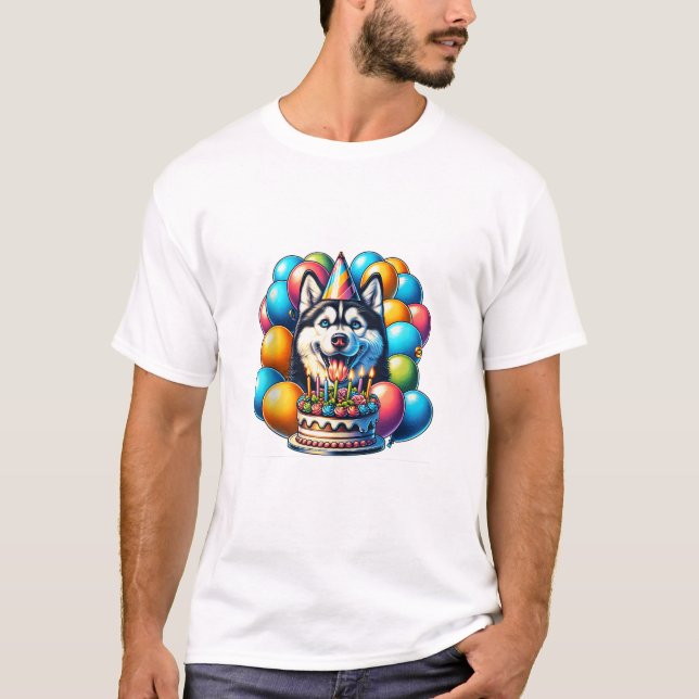 Husky Birthday Dog T-Shirt (Front)