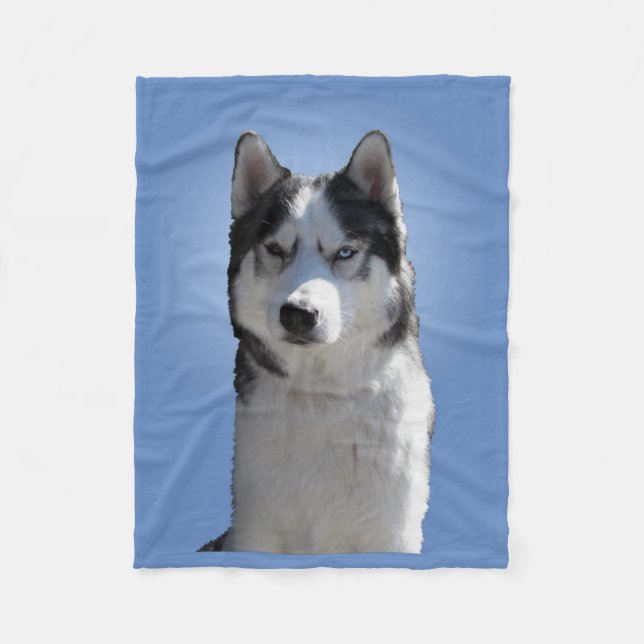 Husky Blanket Cool Siberian Husky Fleece Blanket (Front)