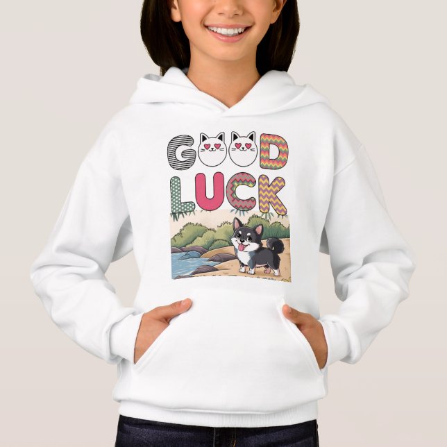 Husky by the Water Good Luck  Hoodie (Front)