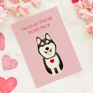 Husky Card, Dog Valentine, Valentine's Day Note Card