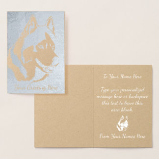 Husky Cards Personalized Husky Dog Cards Silver