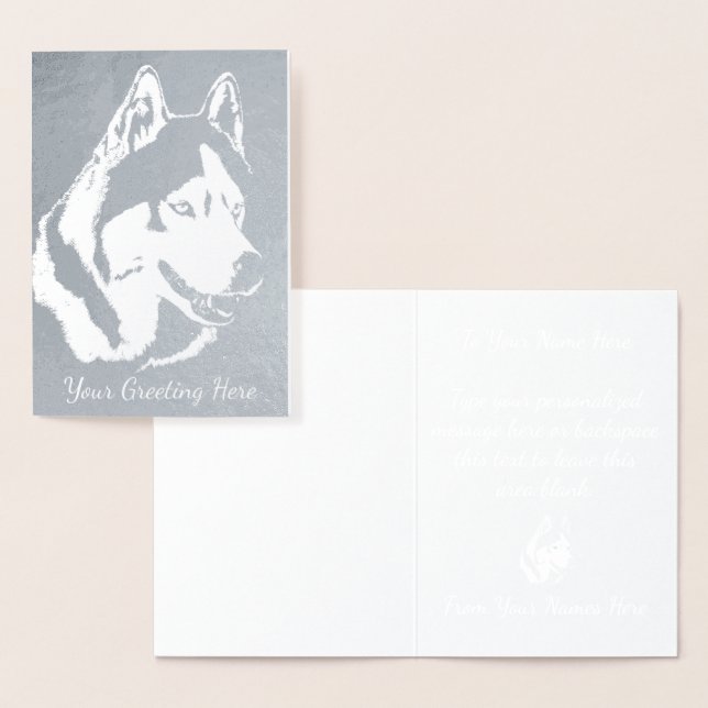 Husky Cards Personalized Husky Dog Cards Silver (Display)