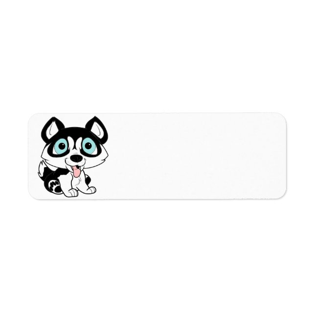 husky cartoon black and white label (Front)