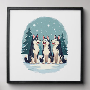 Husky Christmas Choir Peel And Stick Photo Tile