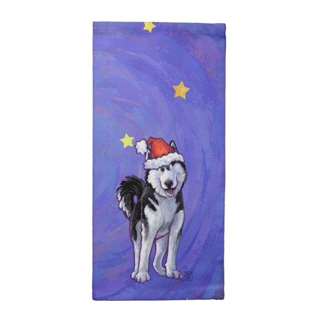 Husky Christmas Cloth Napkin (Half Fold)