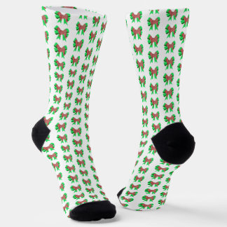 Husky Christmas Dog Bow Silhouette White Socks