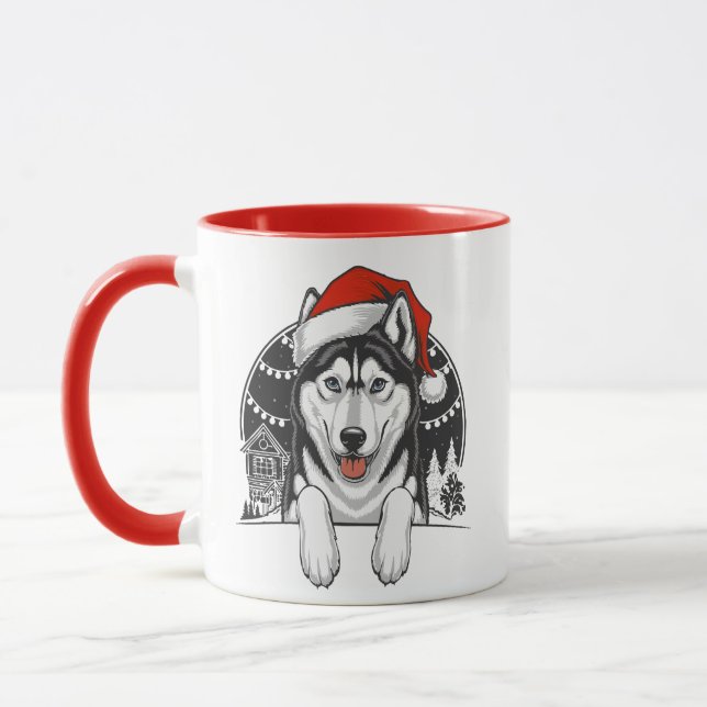 Husky Christmas – Festive Winter Dog Mug (Left)