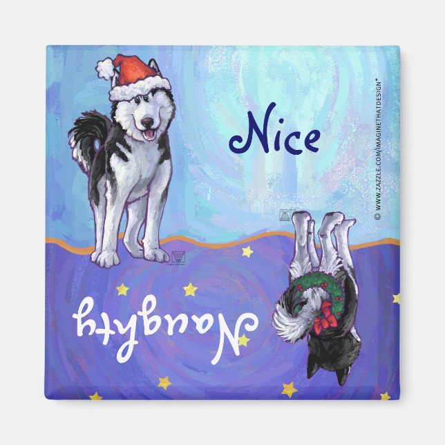 Husky Christmas Magnet (Front)